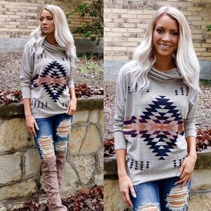 Hope Horizon Aztec Print Western Shirt Size M